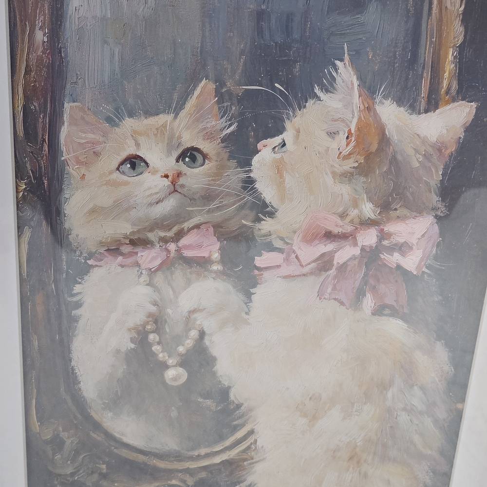 Charming Cat Portrait with Pink Bow